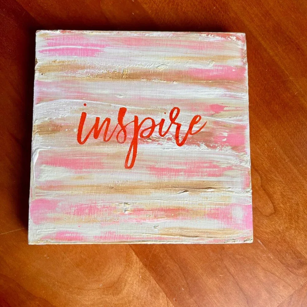 INSPIRE Wood sign decor, Vintage farmhouse Wood Sign One of a kind Hand Painted